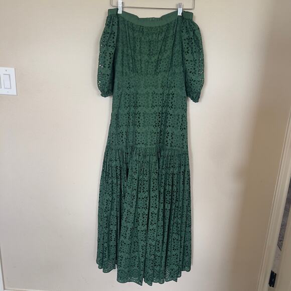 Veronica Beard Green Eyelet Cali Maxi Dress - Size 0 - Picture 9 of 9